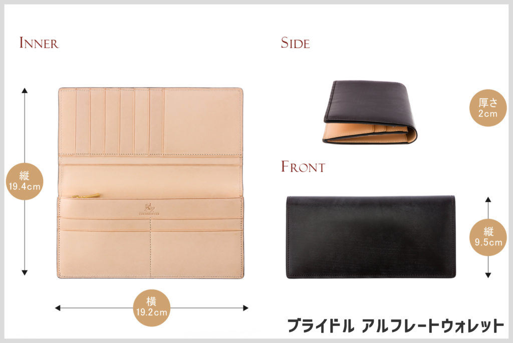ココマイスターブライドルシリーズのアルフレート長財布の内装